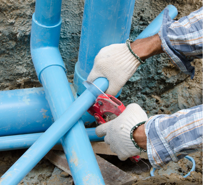 pipe installation on a site